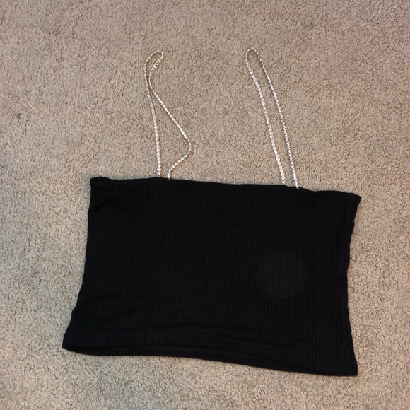 Emma and Sam BLACK Rhinestone Strap Tube Top - Picture 2 of 3